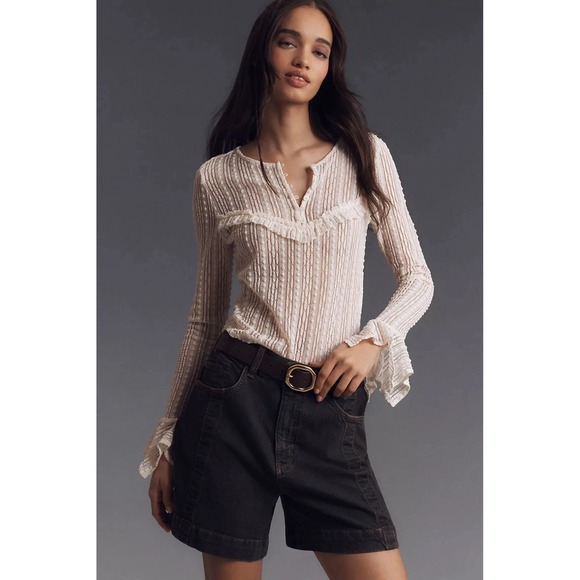 Anthropologie Pilcro Seamed Denim Shorts Size 29 Black/Brown High Waist Jean - Picture 3 of 9